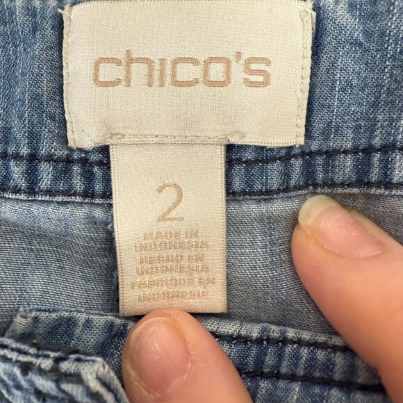 Chico's Women Lightweight Jeans Sz 2 (US Large/12) Cotton/Lyocell Blend Wide Leg - Picture 3 of 5